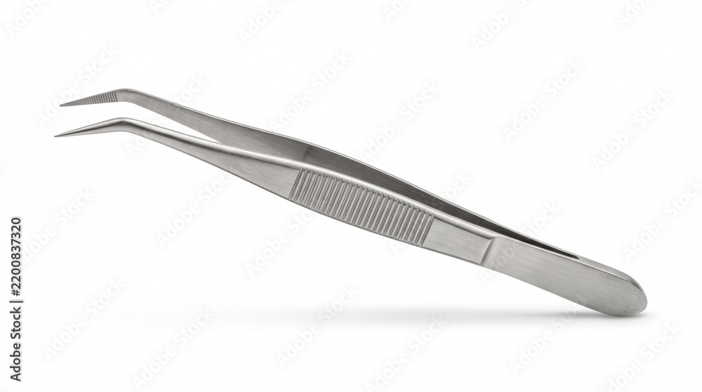 Fototapeta premium Metal tweezers with a curved tip for precision work