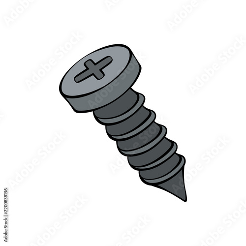 Konstfotografi Grey metal screw vector illustration featuring a Phillips head design isolated o