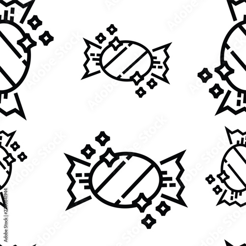 Halloween Candy Bold Outline Line Art Seamless Pattern
