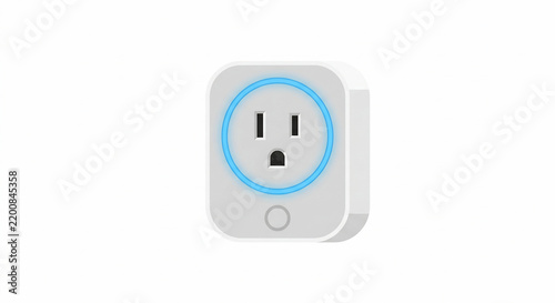 Smart WiFi wall power plug outlet with glowing blue ring.