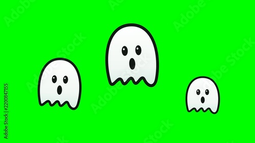 Green screen ghost cartoon animation for spooky halloween transitions