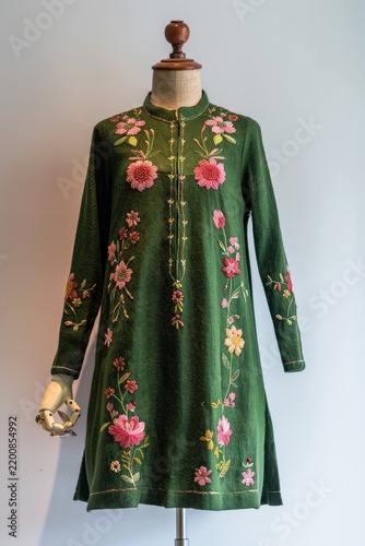 Vintage dress with floral embroidery on a mannequin for an online fashion shop