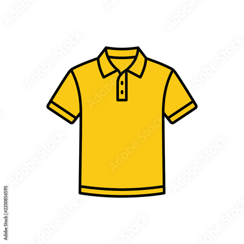 Classic yellow polo shirt flat vector icon.