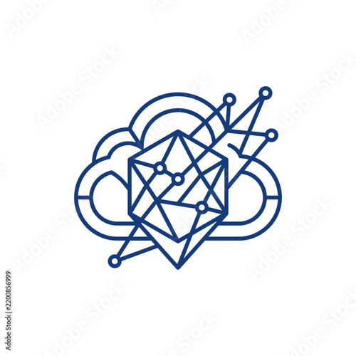 Cloud computing data network geometric structure icon.