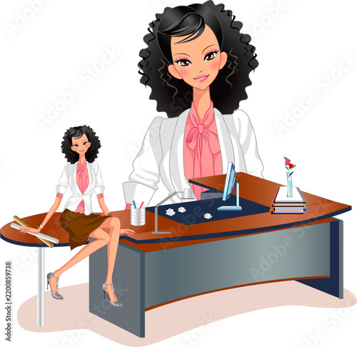 Stylish Professional Business Woman Working at Modern Office Desk