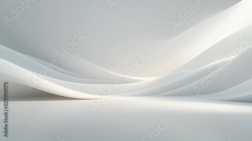 Abstract white flowing waves in minimalist curved interior