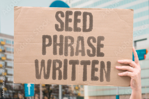 Fotografía "Seed phrase written" Backup recovery method exposed through physical documentation
