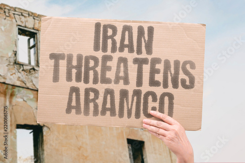 Quadro su tela "Iran threatens aramco" Geopolitical tensions targeting major oil producer operations