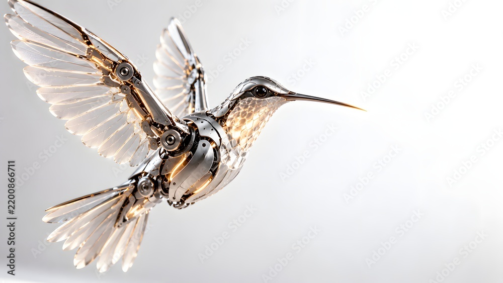 Obraz premium Artistic Mechanical Hummingbird Composition.