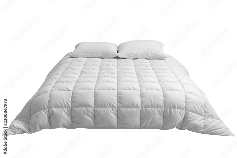 Fototapeta premium White quilted bed set cut out on transparent background