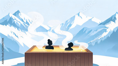Silhouettes Merged With Snowy Slopes
