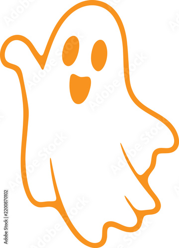 Orange Outline Ghost Illustration for Halloween