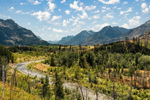 Waterton Lakes National Park in the mountains of Canadian Rockies