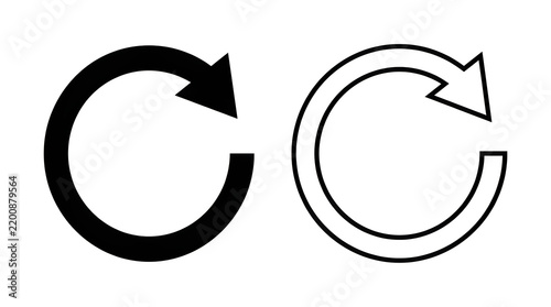 Black and white circular arrows icon set