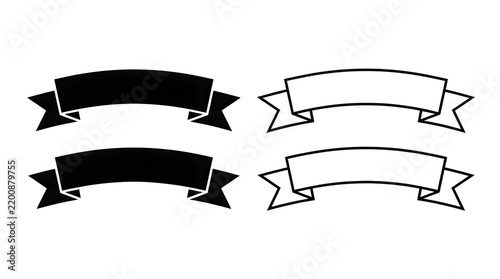 Black and white banner ribbon with ends