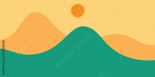 Obraz na płótnie Minimalist abstract mountain landscape background with sun