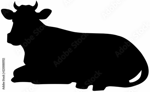 Sitting Cow Silhouette in Side View