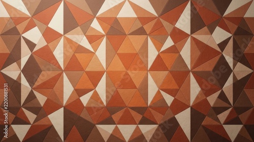 Geometric Mosaic Pattern with Earthy Tones: Triangles and Squares