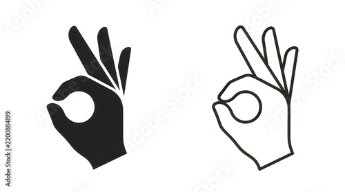 Ok hand gesture icon in two styles