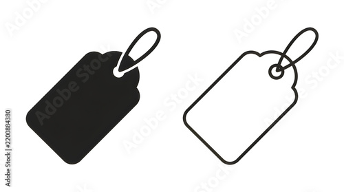 Obraz na płótnie Black and white tag with loop for labeling