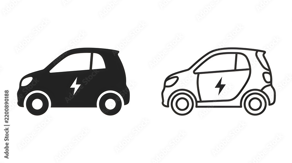 Naklejka premium Electric car icon with lightning bolt symbol