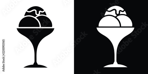 Ice Cream Sundae Icon Set With Glass Dish Vector Illustration Design