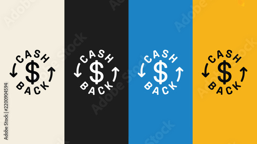 Cash Back Money Symbol on Colorful Vertical Backgrounds
