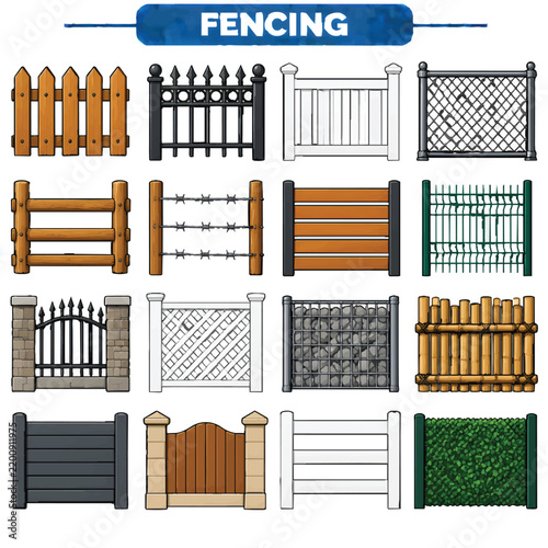 Принти на полотні Fencing Line Art Vector Icons, Sword Fighting Sport and Protective Equipment Col