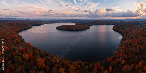 Quiet Autumn Islands Across a Vast Evening Lake