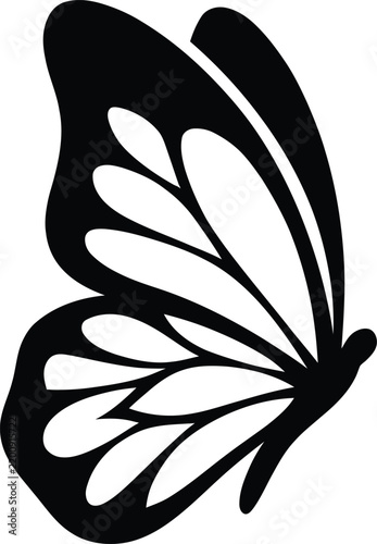 Foto Butterfly wing silhouette vector illustration with delicate decorative cutout fl