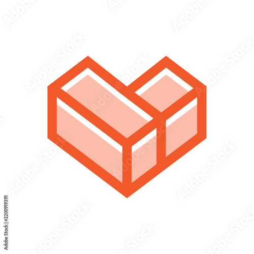 Box Love Geometry Logo Icon Design Vector