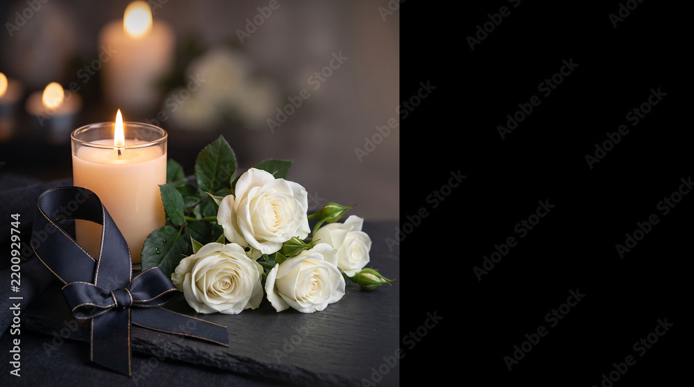 Obraz premium Candle on the background. Postcard for the event, memorial day, mourning. Popular pattern for designers, marketers, advertising. Object, symbol.