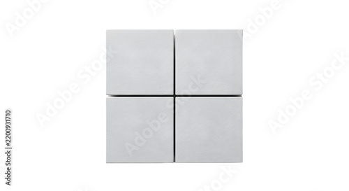 Four white square panels arranged in a grid pattern isolated on a transparent background for modern architectural design presentations