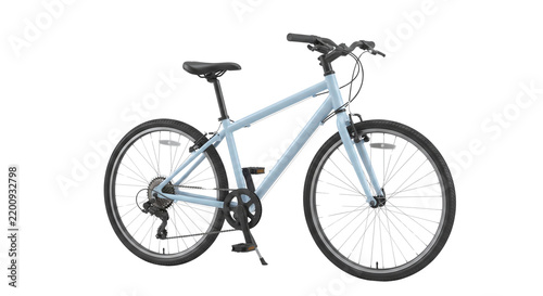 Light blue city bicycle on transparent background