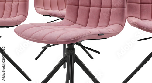 Group of Modern Pink Velvet Dining Chairs on a Transparent Background for Minimalist Home Interior Design and Contemporary Furniture Decoration