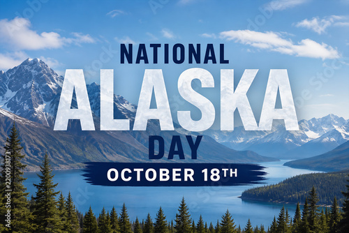 National Alaska Day Mountain Landscape Scenery October 18th Banner