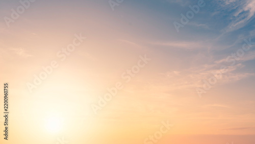 Morning Sky, Golden sunset beauty autumn sun dawn with Yellow, Orange, Blue sunrise sky background, Sunny bright dramatic cloud heaven sunshine, Horizon romantic red fluffy landscape golden sky view