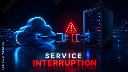 Cloud Server Interruption And Network Disconnection Concept With Unplugged Cable