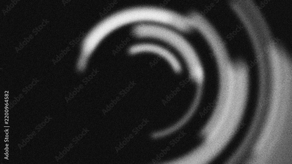 Fototapeta premium Abstract monochromatic circular pattern with grainy texture. Dynamic blurred concentric rings create a modern radial motion background