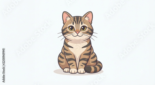 Tabby cat vector sitting cute illustration on white background