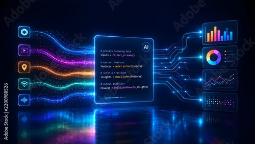 AI Data Processing And Analytics Dashboard Integration Concept