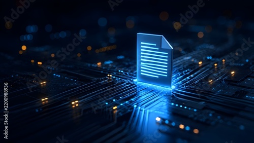 Digital Document File On Circuit Board Tech Background Concept