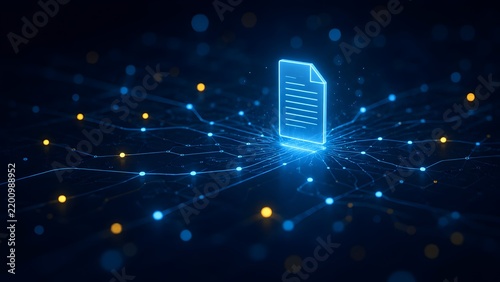 Digital Document File Node Connection And Data Network Concept