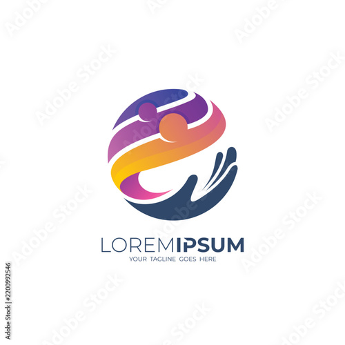 social logo with circle design illustration, 3d colorful design simple