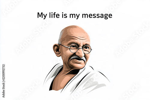 Mahatma Gandhi Line Art Poster Design with 