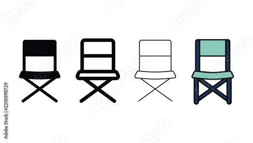 Set of four folding director chairs in various styles