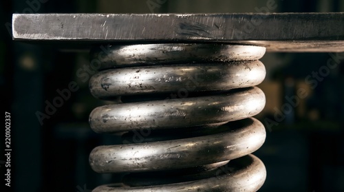 Heavy duty steel coil spring under metal plate