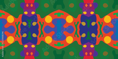 Abstract Retro Symmetrical Flat Colorful Fluid Pattern