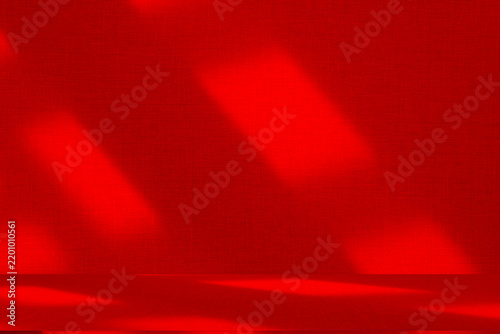 Wall interior background, studio and backdrops show products.with shadow from window color Red background for text insertion and presentation product	
