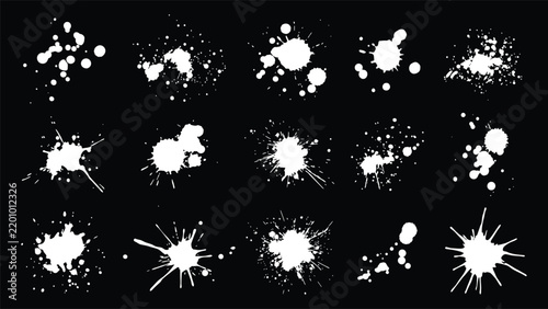 Obraz na plátne White ink splatters and liquid paint drops set vector illustration